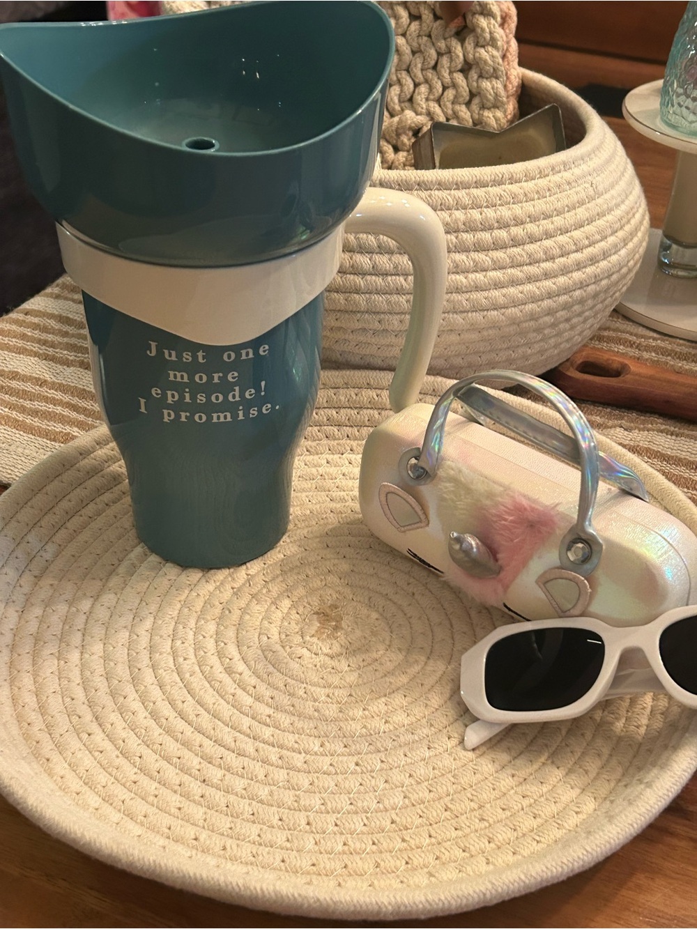 Girls Teal Travel Mug With Straw Sunglasses With Cute Case
